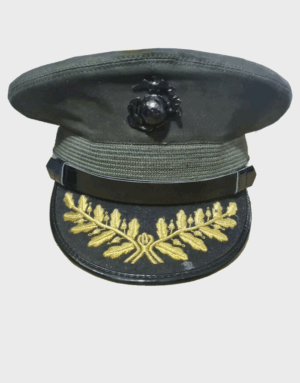 WWII – Cold War USMC Officer Service Cap – Green Wool Hat